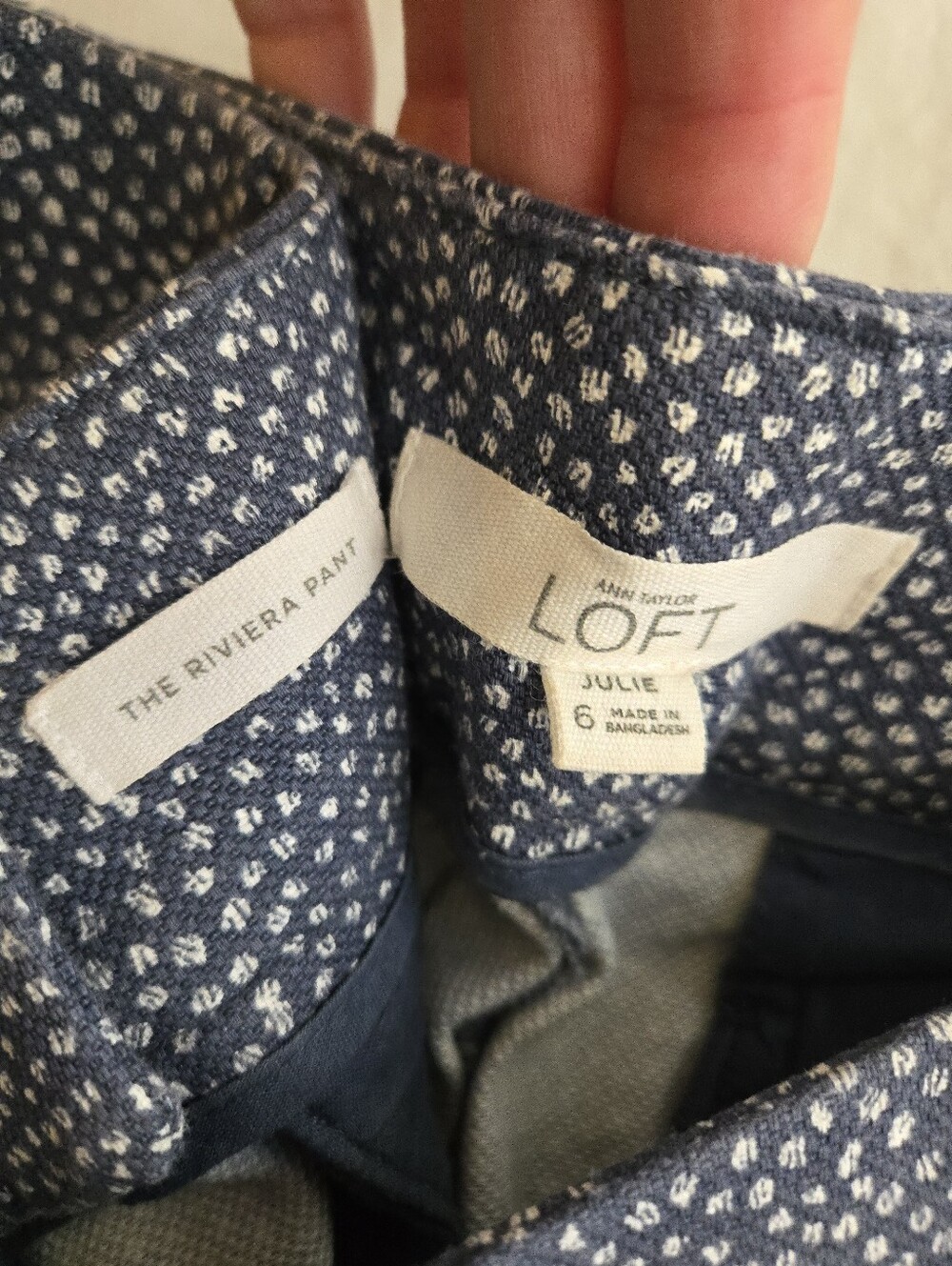 Ann Taylor LOFT Blue White Flecked Riviera Cropped Pants Julie Fit EB4 - Picture 5 of 13